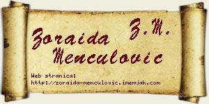 Zoraida Menčulović vizit kartica